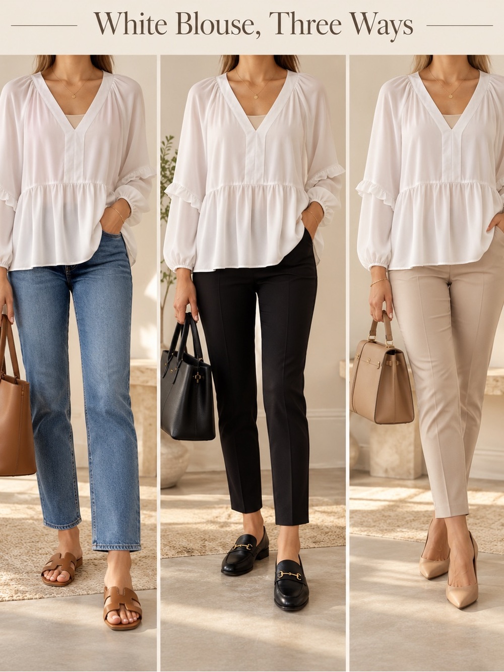 Counterparts White V-Neck Peplum Tunic - Picture 6 of 6